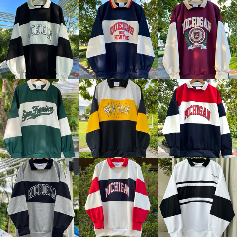 เสื้อสเวตเตอร์คอปกทูโทนสุดฮิต