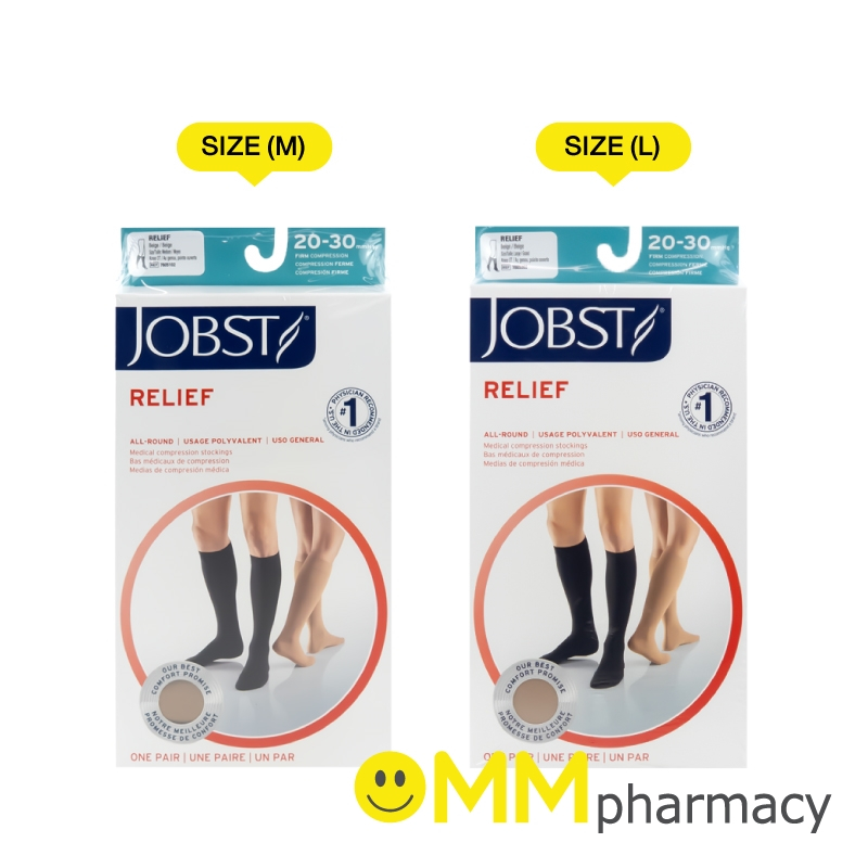 JOBST RELIEF KNEE ถุงน่องเส้นเลือดขอด(ใต้เข่า) 1คู่ สีเบจ (ปลายเปิด)