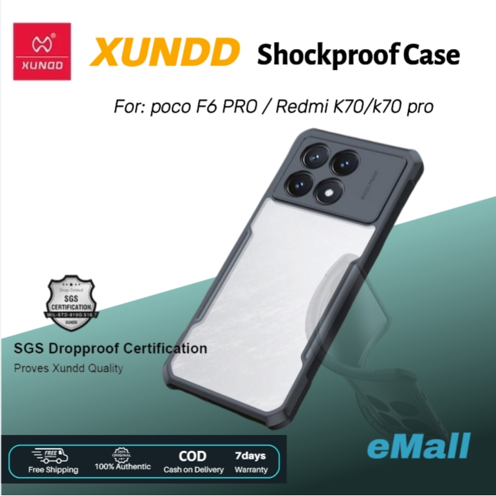 Xundd เคส ใช้สำหรับ Poco F6 Case Poco F6 Pro เคสป้องกันการกันกระแทก ป้องกันรอยขีดข่วน วัสดุTPU+ฝาหลังอะคริลิคใส