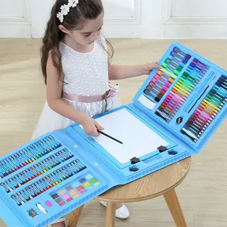 ชุดปากกาสีน้ำ มีเช็ต208 ชิ้น/เช็ต150ชิ้น เครื่องมือวาดภาพสำหรับเด็ก กล่องวาดภาพศิลปะ ปากกาสี พร้อมส่ง