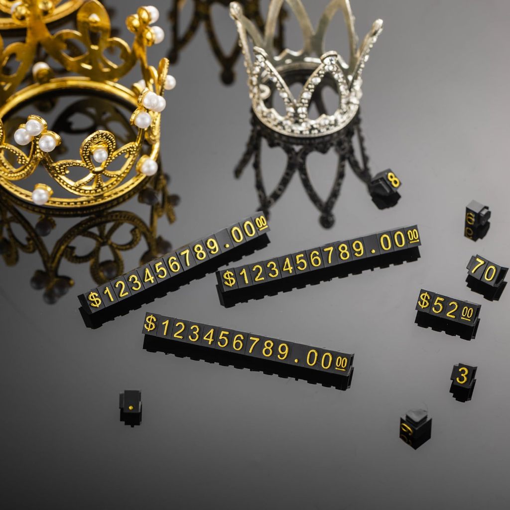 ป้ายราคาโลหะ สีทอง 5 ชิ้นป้ายราคา ตัวเลขป้ายราคาตั้งได้ ตัวเลขแสดงราคา ป้ายตัวเลข ป้ายราคา แบบลอยตัว