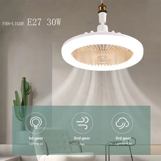ใหม่ พัดลมติดเพดาน พร้อมหลอดไฟ โคมไฟพัดลม E27 30W Led