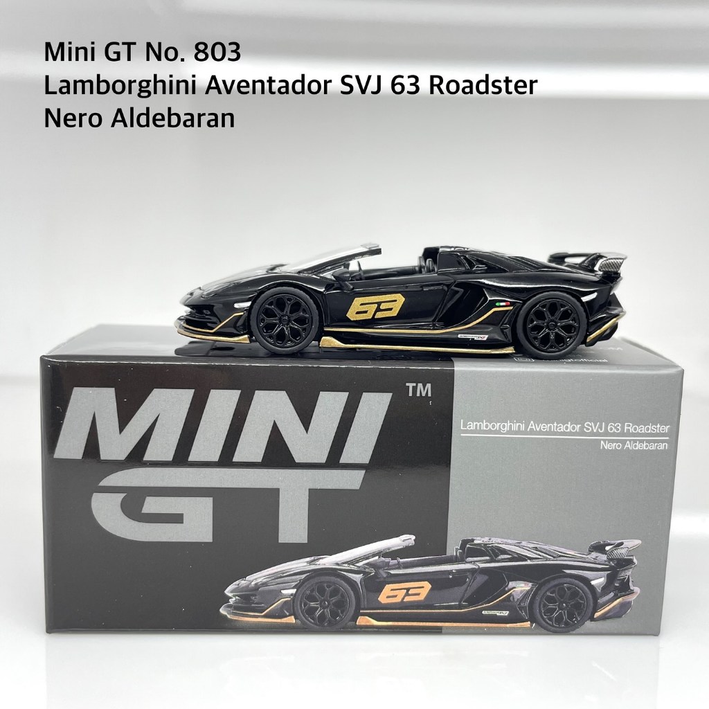 Mini GT No. 803 Lamborghini Aventador SVJ 63 Roadster Nero Aldebaran