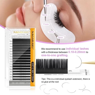 ขนตาปลอม NAGARAKU คลาสสิก Classic กล่องเทา เส้นกลม ขนตานาการากุ ผสม7-15mm&16-20mm เคิฟC,D,L,LC *ของแท้100%*💝ส่งไวในไทย
