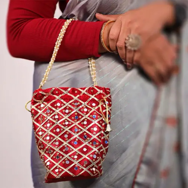 indian potli bag กระเป๋าพ็อตลีอินเดีย(กระเป๋าถือ), กระเป๋าคล้องมืออินเดีย, กระเป๋าปักลาย (พร้อมส่ง)