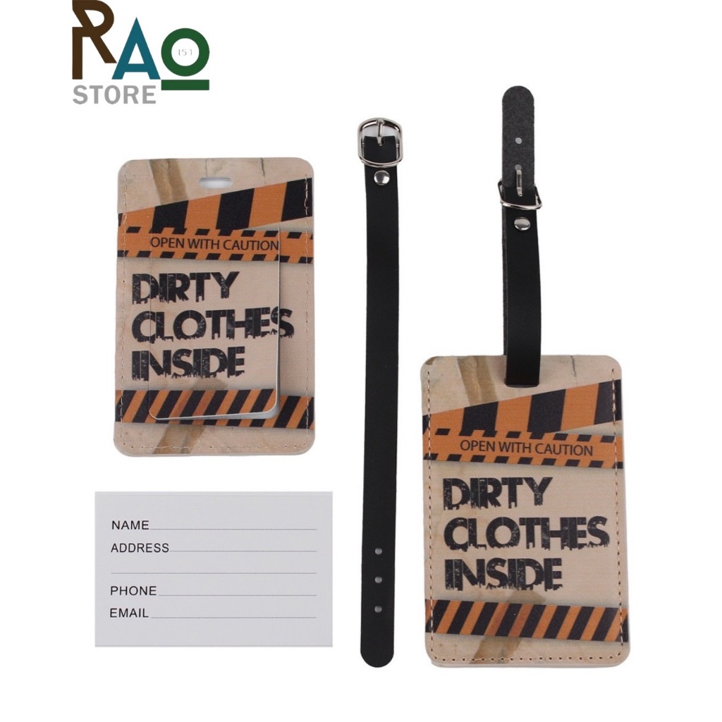 Rao Store พร้อมส่ง ป้ายแท็กห้อยกระเป๋าเดินทาง แท็กป้ายชื่อ วัสดุหนังPU สายเป็นพลาสติก ดีไซน์ลายแนววินเทจสวยงาม