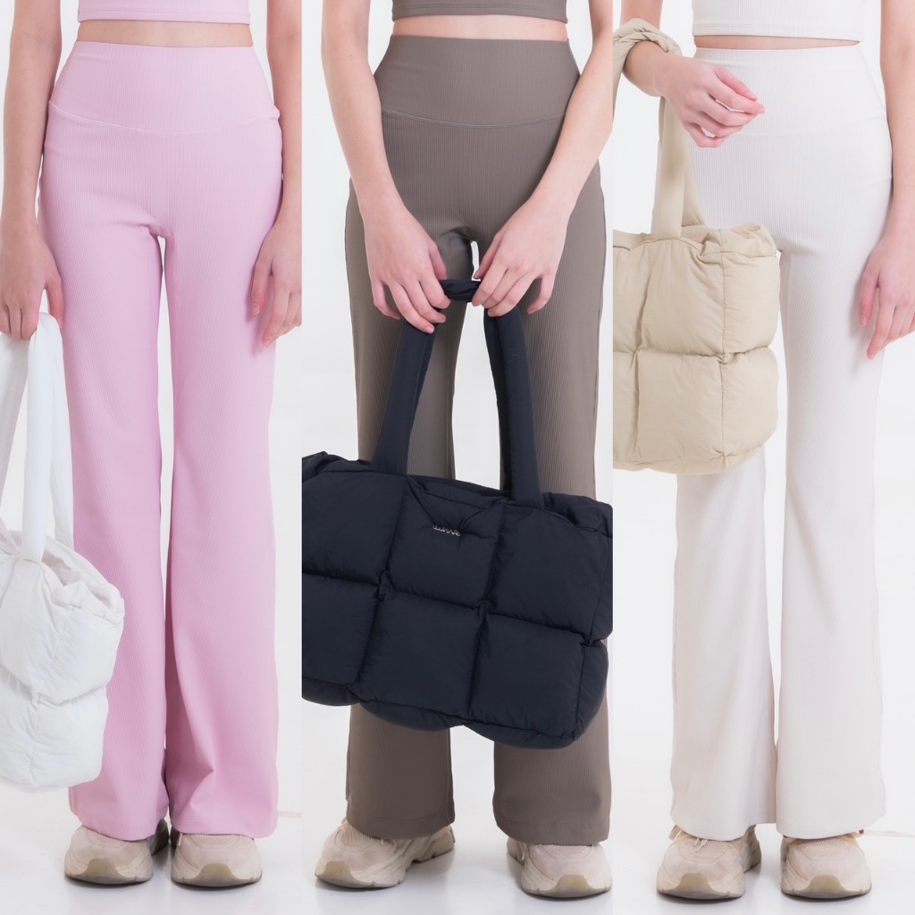 Lunar Gymwear - Ella Flare Pant - Ella Legging ผ้าร่องเข้ารูปกระชับเนื้อผ้าเบาไม่บางตะเข็บเย็บคู่ รองรับทุกการเคลื่อนไหว