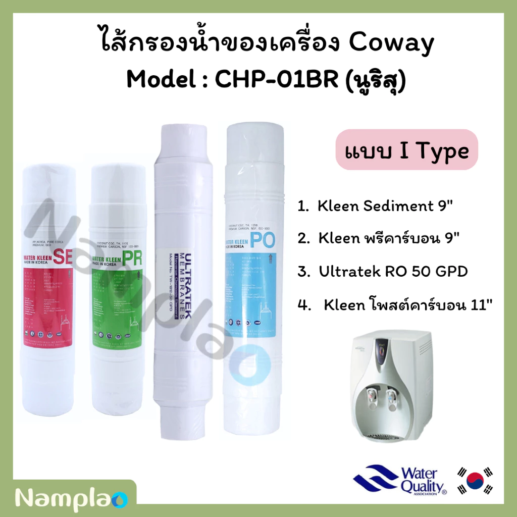 ชุดไส้กรองน้ำ อินไลน์ ระบบอาร์โอ Kleen x FT Korea x Ultratek สำหรับ Coway CHP-01BR