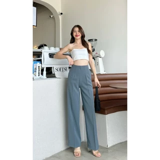PT03 รุ่นขอบในตัว ใส่แล้วสูงเพรียว กางเกงขายาว ผู้หญิง กางเกงทรงกระบอก กลาง ทรงสวยมาก Pants Lady
