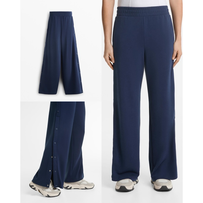 (ของแท้💯) Oysho soft-touch wide straight-leg trousers with modal and buttons กางเกงขายาว แถบข้างแต่ง