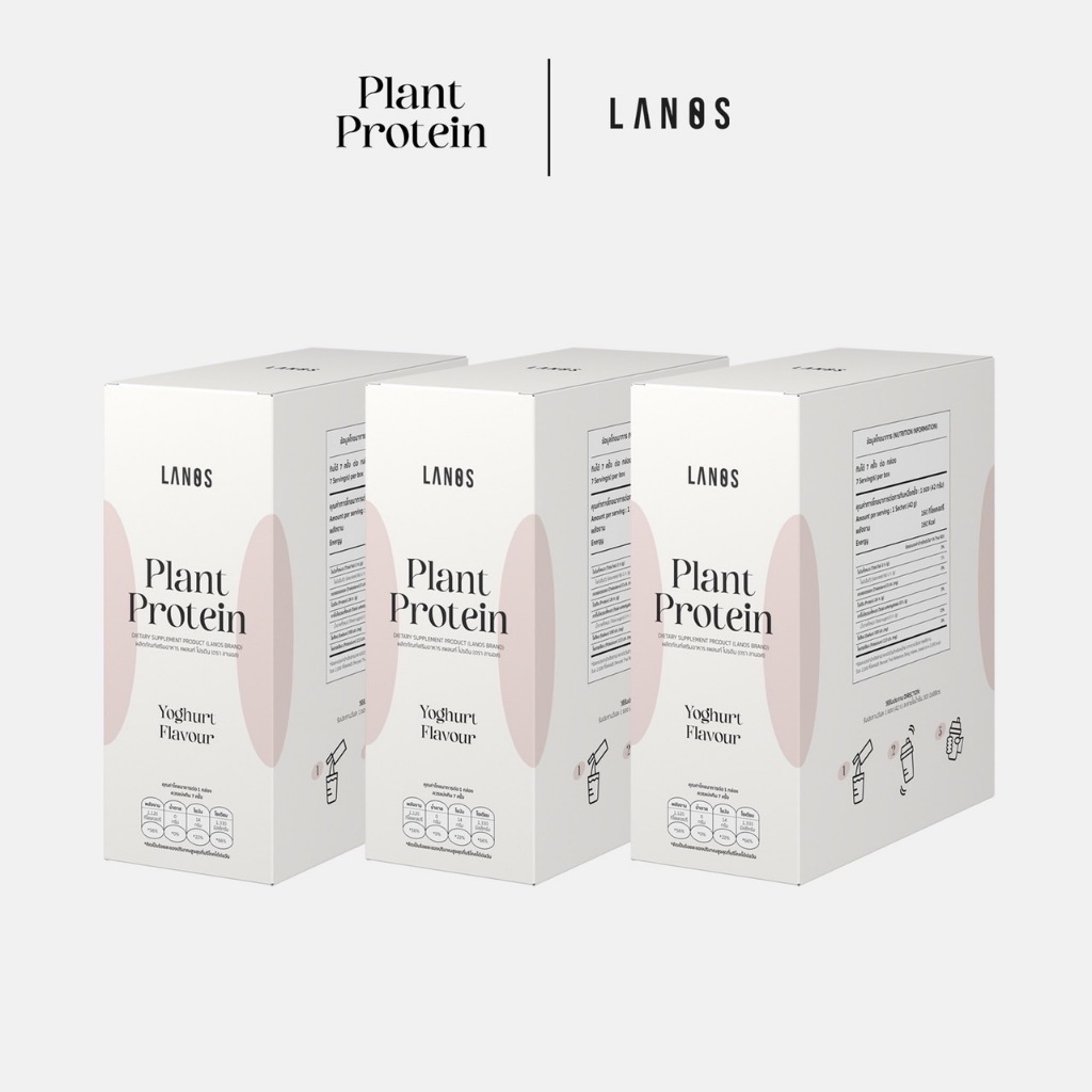 (3 กล่อง) Lanos Plant Protein Yogert Flavour  โปรตีนลานอส โปรตีนพืช 3 ชนิด รสโยเกิร์ต