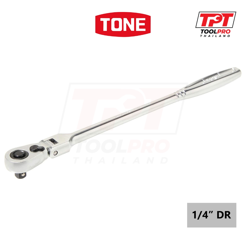 TONE ด้ามขันก๊อกแก๊ก 1/4", 222mm, Flex-Head Extra Long Reversible Ratchet, Quick Release (RH2FHX)