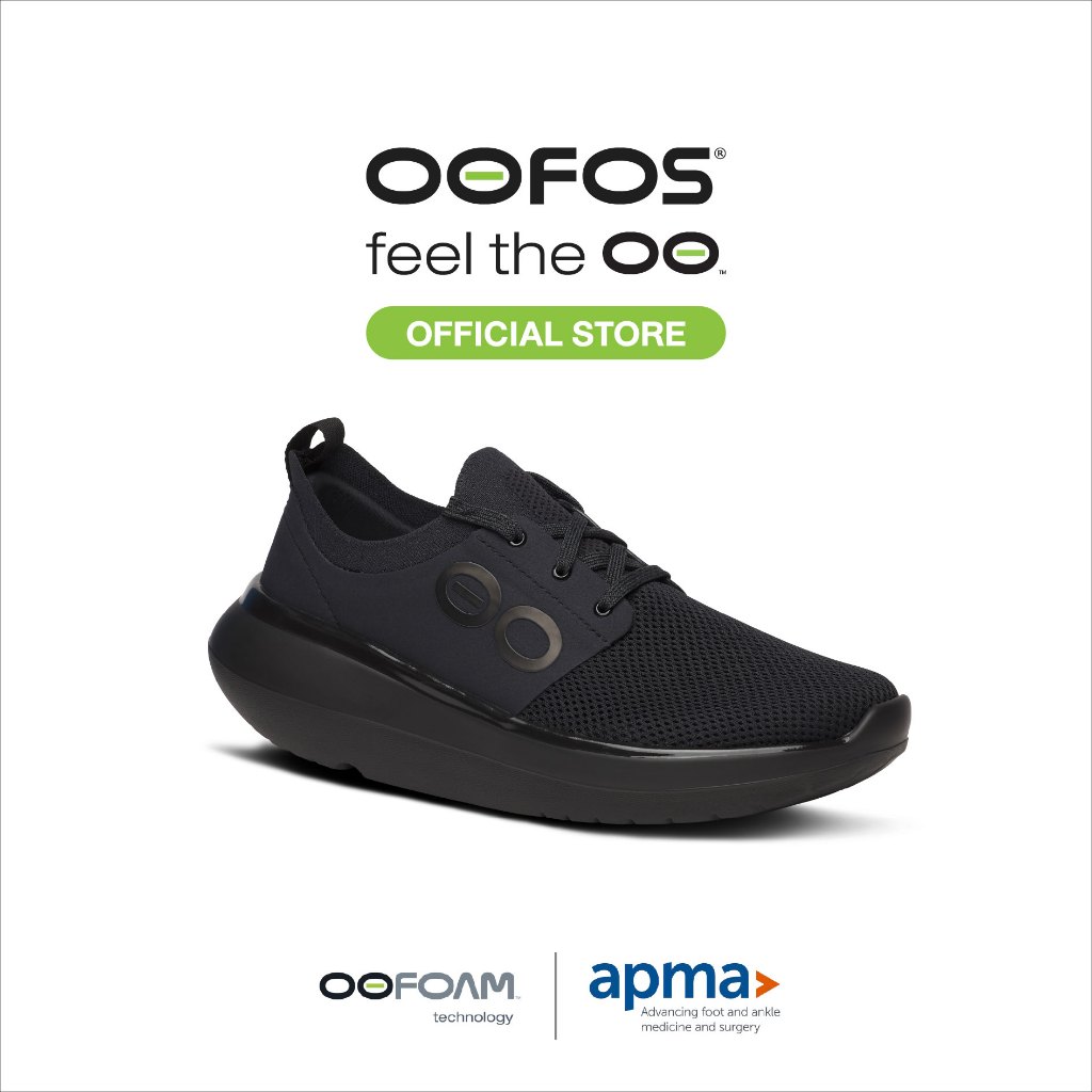 OOFOS WOMEN'S OOmy Stride Black รองเท้าเพื่อการฟื้นฟู