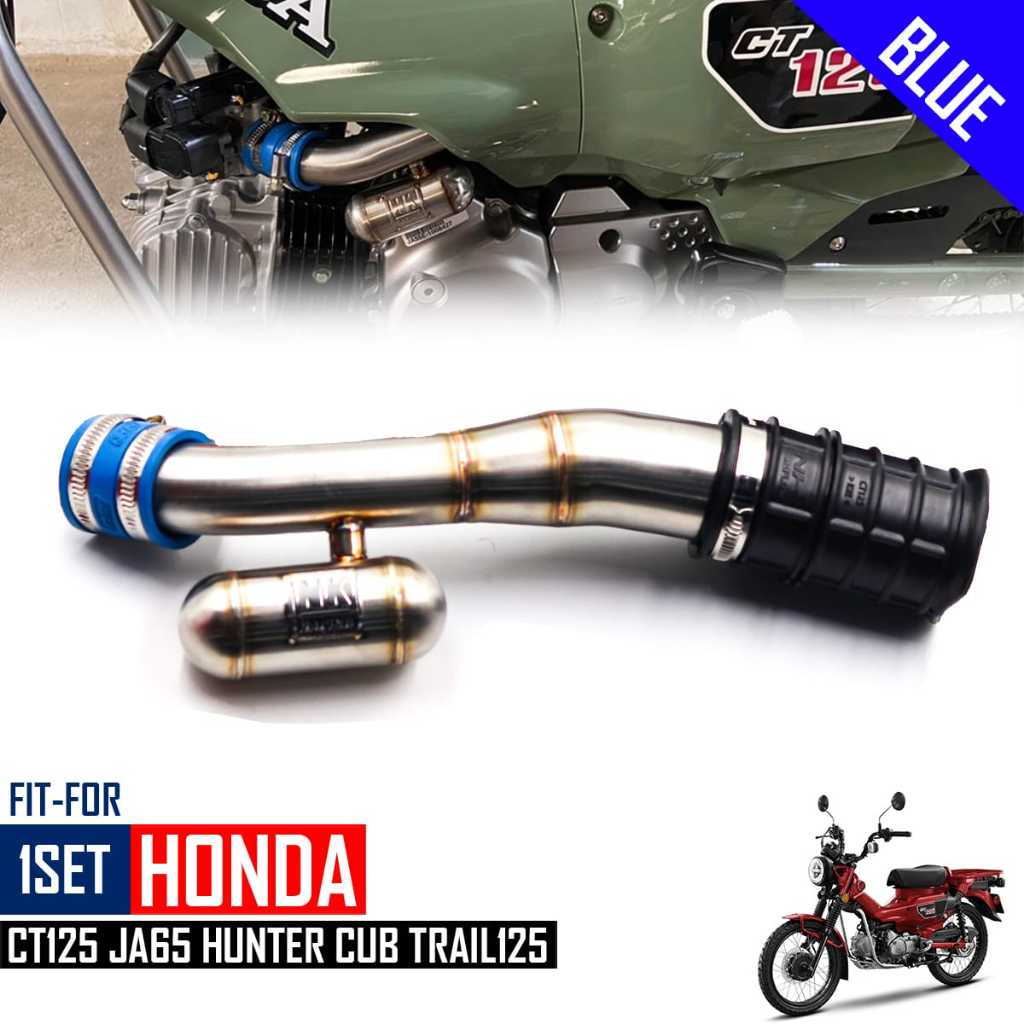 ท่ออากาศแต่ง ท่อไอดี สแตนเลส มีแท้งเพิ่มอากาศ  HONDA CT125 GEN2 ปี 2023 - 2025 สีน้ำเงิน 1ชุด