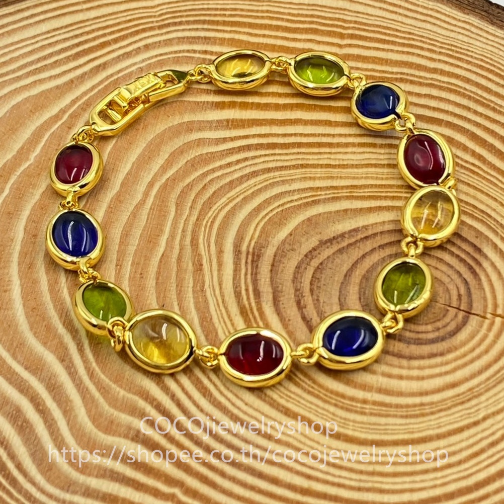 สร้อยข้อมือพลอยนพเก้า พลอยมณีใต้น้ำงานสวยลงน้ำได้ พลอยหลากสี มีให้เลือกหลายแบบ - รูปที่ 2