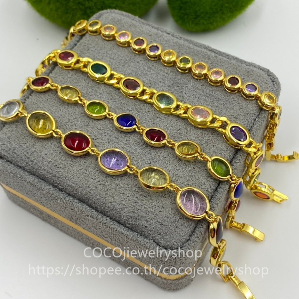 สร้อยข้อมือพลอยนพเก้า พลอยมณีใต้น้ำงานสวยลงน้ำได้ พลอยหลากสี มีให้เลือกหลายแบบ