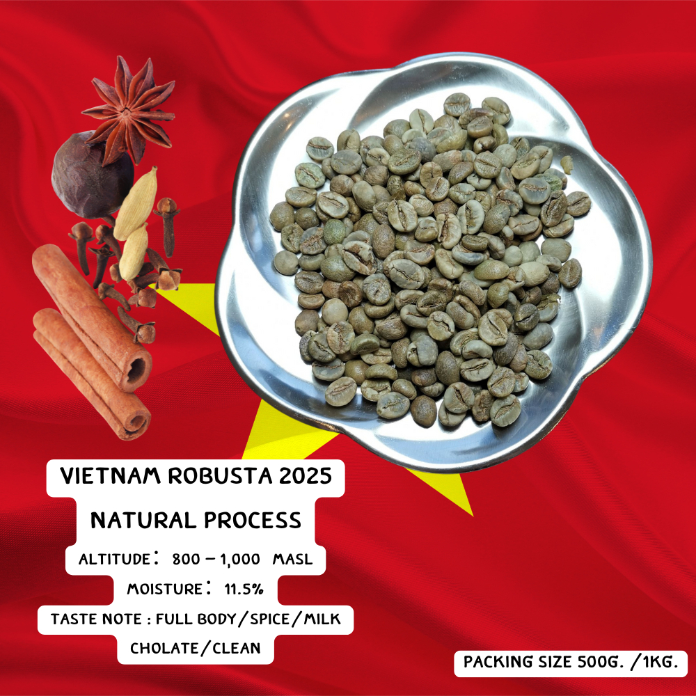 สารกาแฟ โรบัสต้า เวียดนาม พรีเมียม เรดเชอรี่ Vietnam Robusta Green Bean