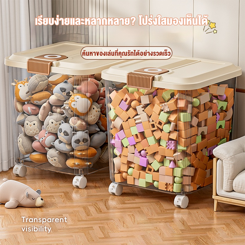 กล่องเก็บของเล่น ลังเก็บของ กล่องเก็บของมีฝาปิด กล่องพลาสติก โปร่งใส กล่องเก็บของอเนกประสงค์ มีหลายขนาดให้เลือก - รูปที่ 3