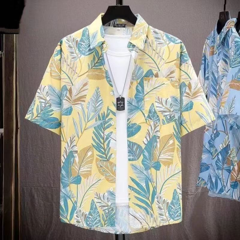 เสื้อเชิ้ตลายดอกฮาวาย แฟชั่นลำลอง ทรงหลวม แขนสั้น สำหรับผู้ชาย รูปที่ 8