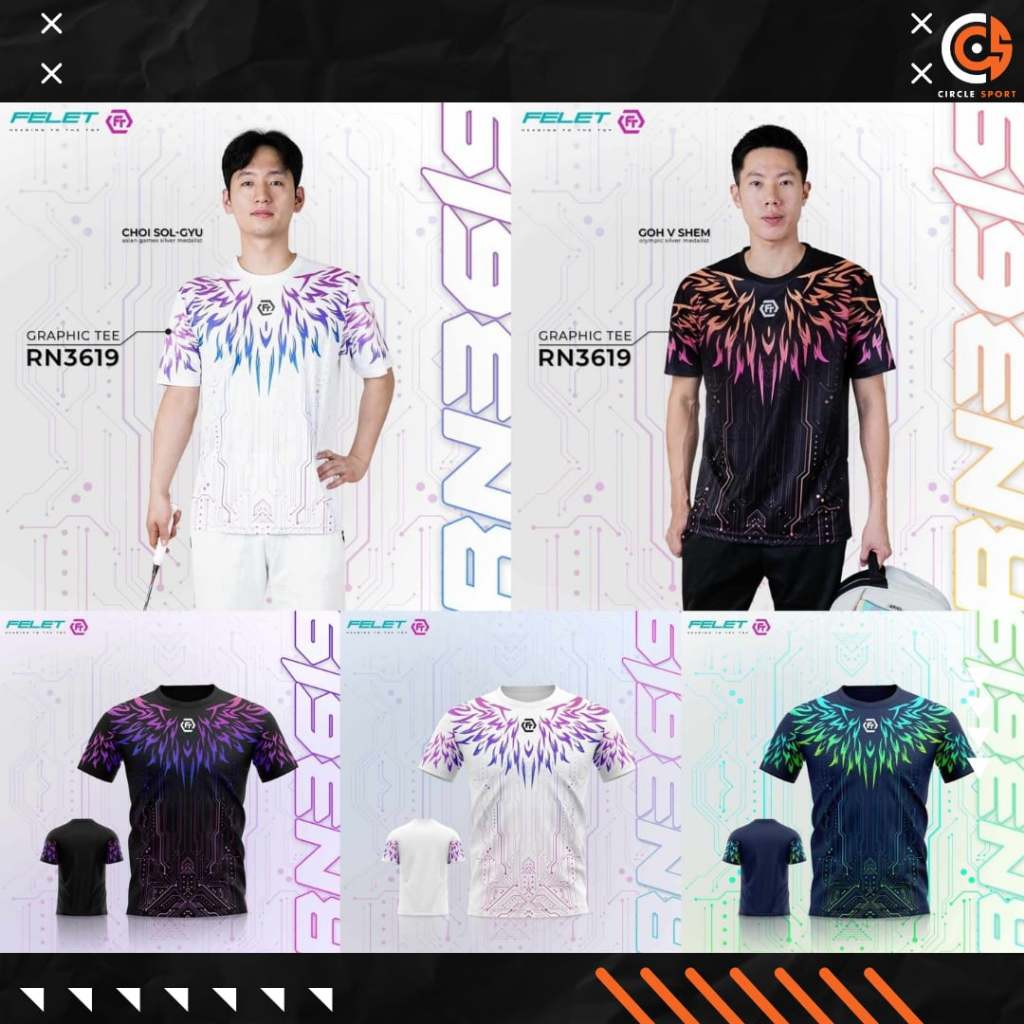 เสื้อแบดมินตัน Felet Tournament Tee RN3619 เสื้อออกกำลังกาย (สินค้าลิขสิทธิ์แท้ 100%) *มีบริการสกรีนเพิ่มชื่อตัวเอง*