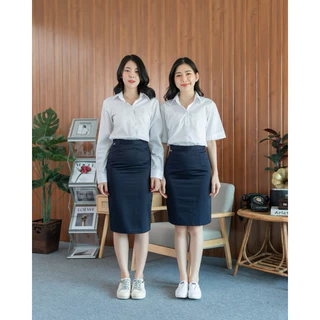 กระโปรงทรงเอผ้าเสริท กระโปรงรับปริญญา กระโปรงพิธีการ ยาว22-24 -26 สีกรม-ดำ (ผ่าหลังทับผ้าเสริทไม่ยืด)