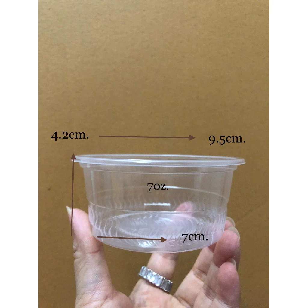 ถ้วยนึ่งพลาสติก PPขนาด6oz/7oz./8ozปากกว้าง95มม. บรรจุ1แถว50ใบใช้นึ่งอาหาร เข้าไมโครเวฟได้