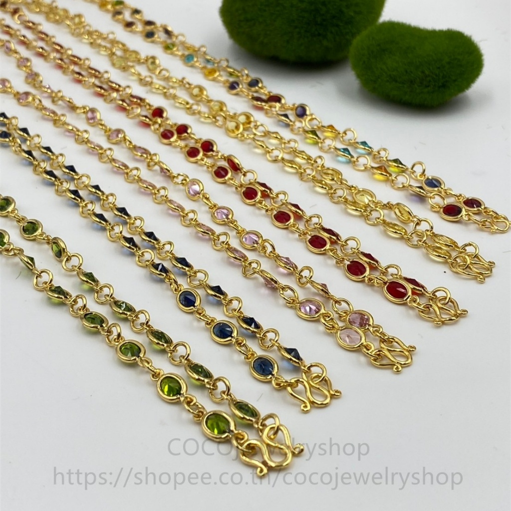 สร้อยคอพลอยลายเม็ดแตง เพรชมรใต้น้ำ งานสวยมาก ยาว 24 นิ้ว มีให้เลือก6สีนะคะ (พร้อมส่ง)
