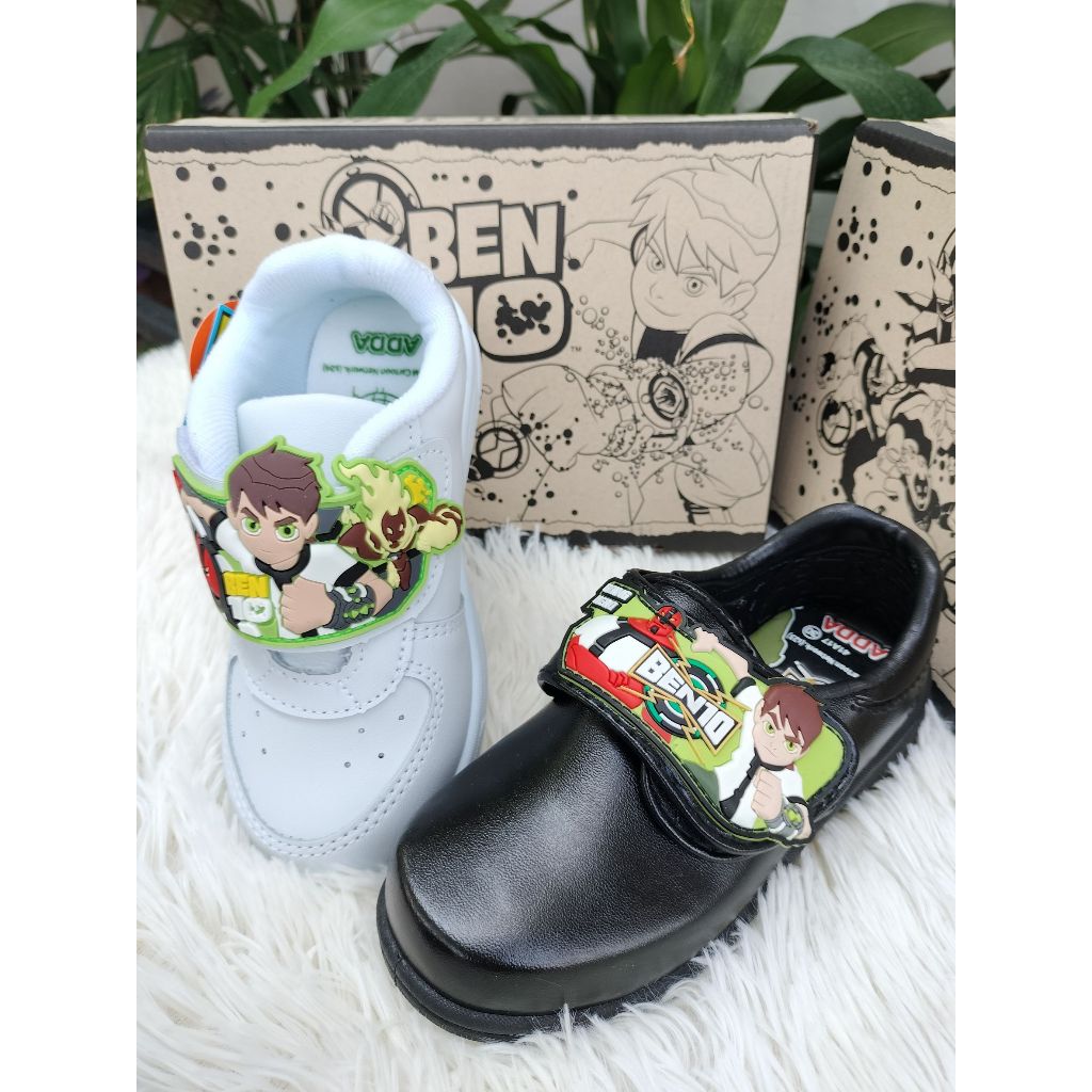 รองเท้านักเรียนชาย รองเท้าเด็กอนุบาล    รุ่น Adda  ลายการ์ตูนฮีโร่ เบนเท็น