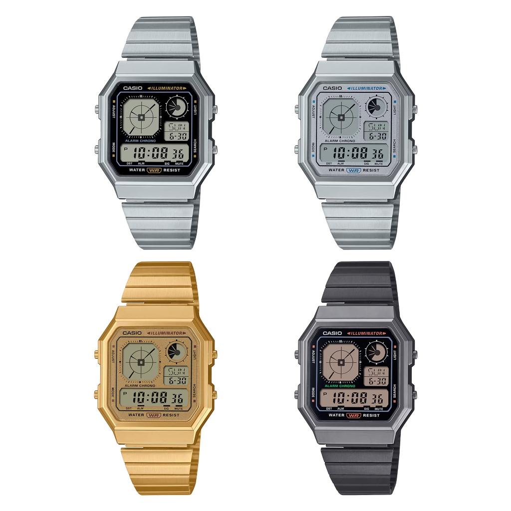 Casio Standard นาฬิกาข้อมือผู้ชาย สายสแตนเลส รุ่น A130(A130WEGG-1A,A130WEG-9A,A130WE-7A,A130WE-1A)