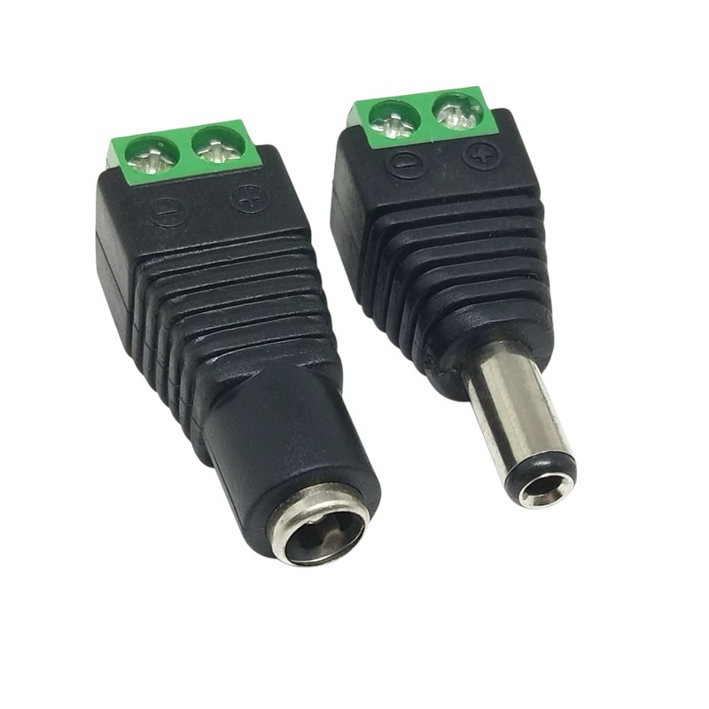 ปลั๊กไฟ DC 5.5*2.1 มม. ขั้วต่อตัวผู้และตัวเมียสำหรับแปลงสายเชื่อมต่อกล้องวงจรปิด