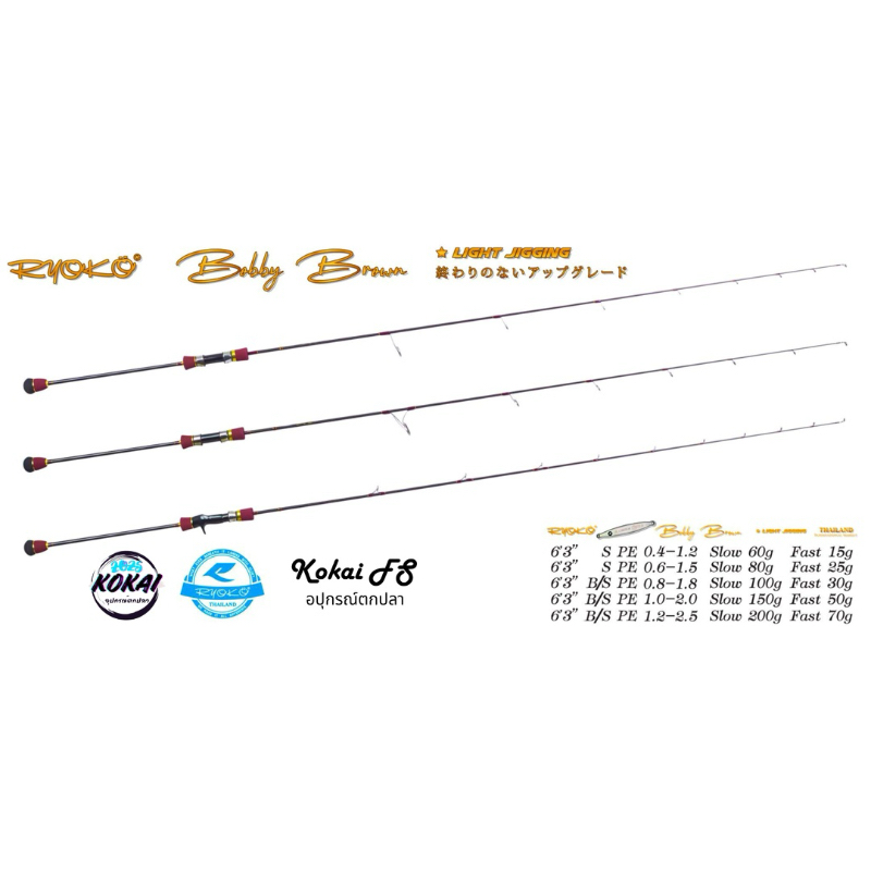 RYOKO Bobby Brown Light Jigging rod  คันจิ๊กอีกรุ่นยอดนิยมจากค่าย RYOKO