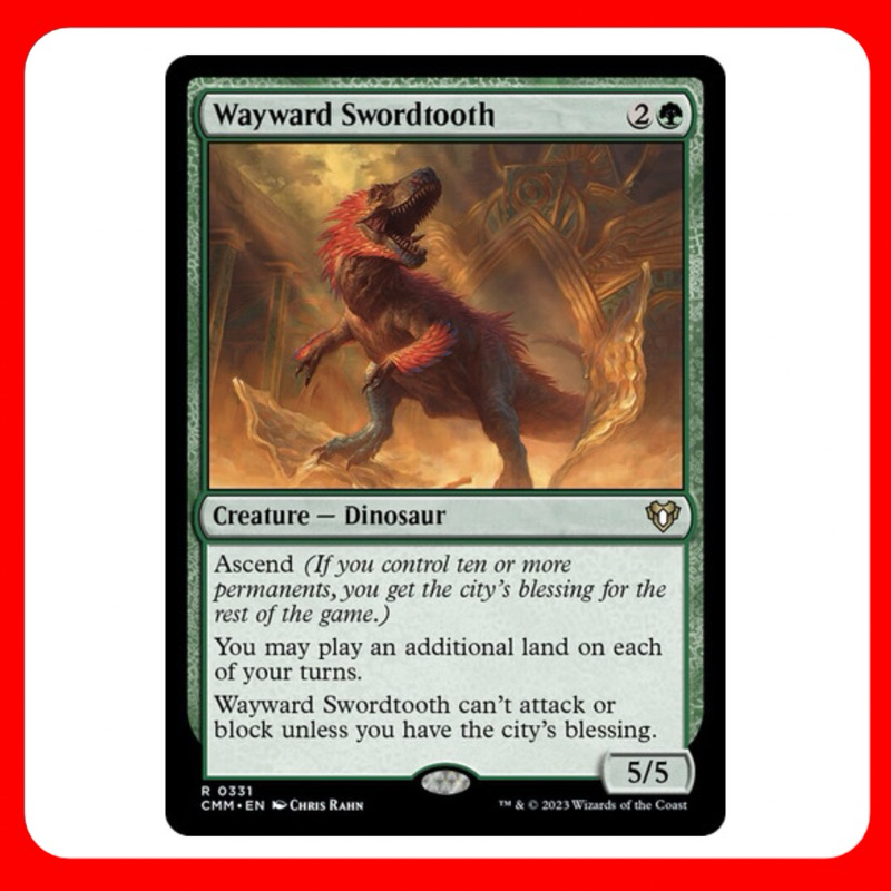 [MTG] Wayward Swordtooth [CMM] [GREEN] [RARE] [NORMAL] [ENG] (การ์ดเมจิค / Magic the Gathering) [EDH