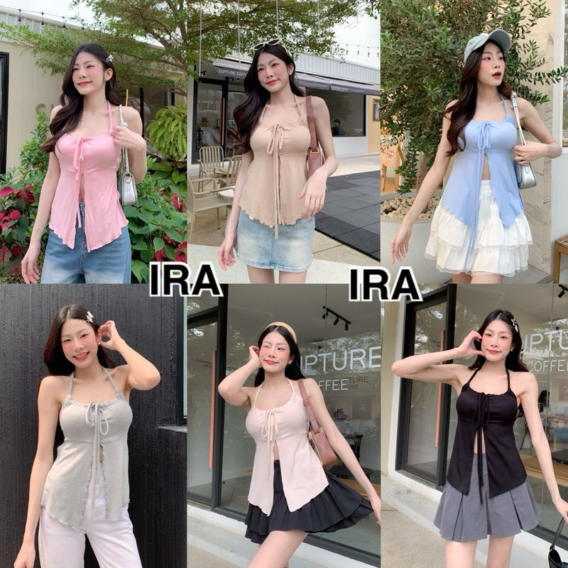 BY IRA  💥พร้อมส่ง💥 เสื้อคล้องคอ ดีเทลแหวกหน้ามัดโบว์เปิดหลังสุดเซ็กซี่ ผ้านุ่นมากกกก