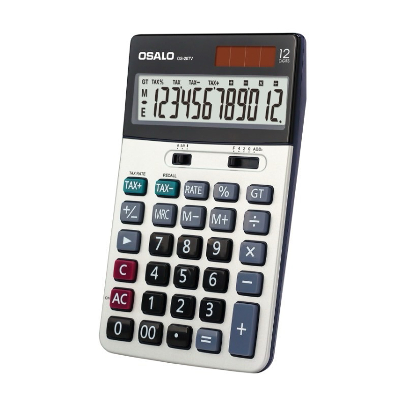 เครื่องคิดเลขออสซาโล 20TV เครื่องคิดเลขตั้งโต๊ะ 12 หลัก โชว์เครื่องหมาย มี TAX+ TAX-