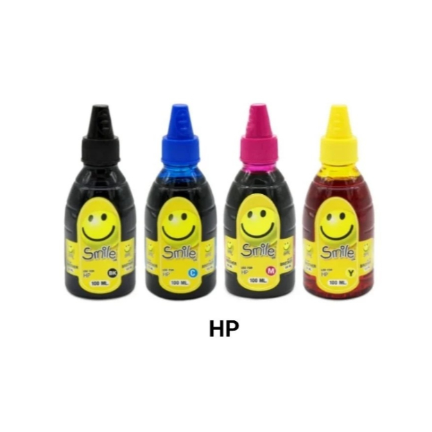 Smile หมึกเทียบเท่า HP (ดำ,ฟ้า,ชมพู,เหลือง) ขนาด 100 มล.