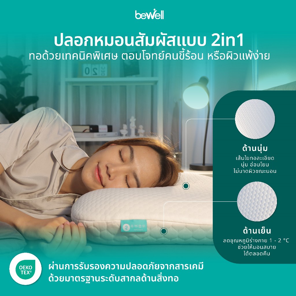 Bewell หมอนเออร์โกเคิร์ฟ หมอนสุขภาพ ออกแบบโดยนักกายภาพบำบัด แก้ไขปัญหาปวดคอได้ตรงจุด มี 3 ไซส์ รองรับทุกสรีระ - รูปที่ 4