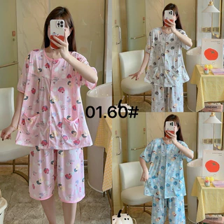 พร้อมส่ง!!!ชุดนอนกางเกงขาสั้น กระดุมผ่าหน้า Big size หลากสี