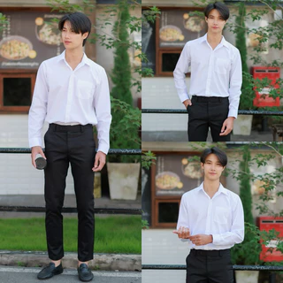 เสื้อนักศึกษาชาย แขนสั้น-แขนยาว สีขาวนวล/ขาวสว่าง เสื้อนักศึกษาผู้ชาย