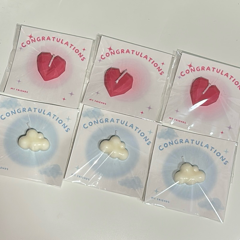 (พร้อมส่ง) เทียนหัวใจ เทียนก้อนเมฆแจกเพื่อนปัจฉิม ชิ้นละ 8 บาท แจกลูกค้า หรือคนพิเศษ🩷💖