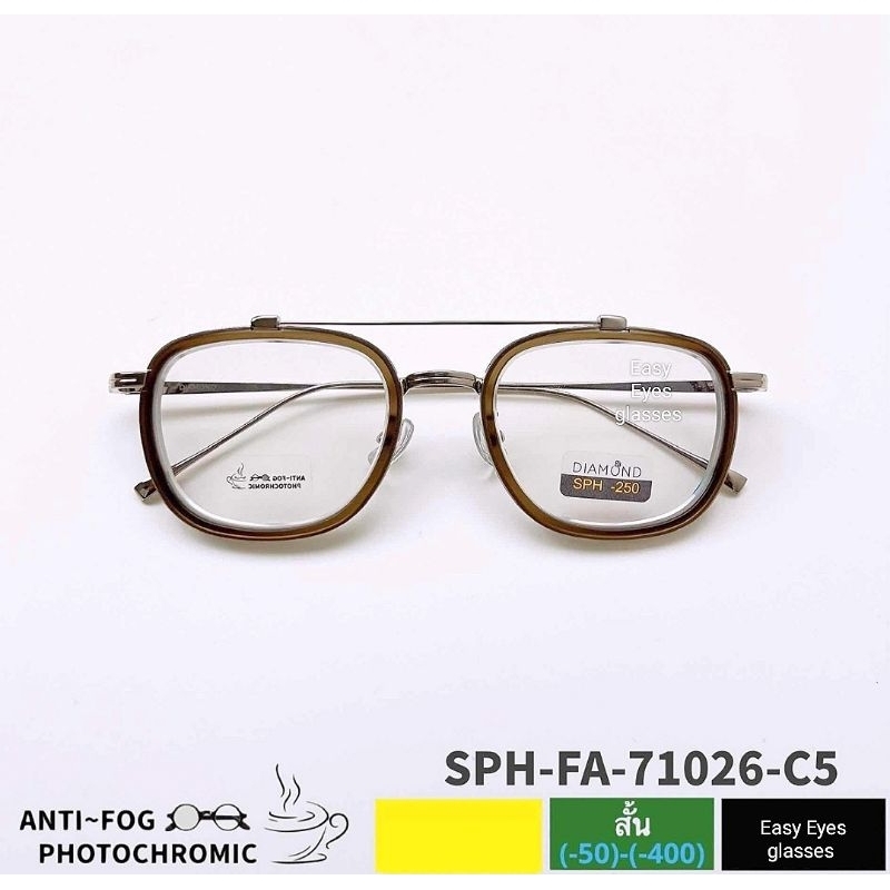 แว่นสายตาสั้นออโต้(-0.50ถึง-4.00) เปลี่ยนสีอัตโนมัติเมื่อสัมผัส UV