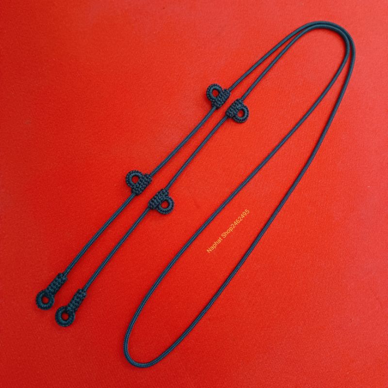 สร้อยเชือกร่มเส้นขนาด2มิล สร้อยคอเชือกร่มไว้สำหรับห้อยตะกรุด ((เพิ่มห่วงซ้าย-ขวา ข้างละ2ห่วง))งานแฮนเมด