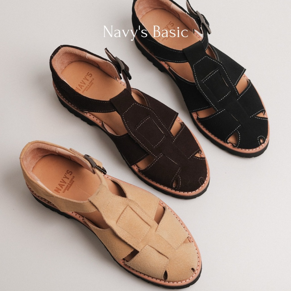 รองเท้าหนังแท้ ทรงคลาสสิค Fisherman Sandal รุ่น Basic no.13 Suede collection (Premium)