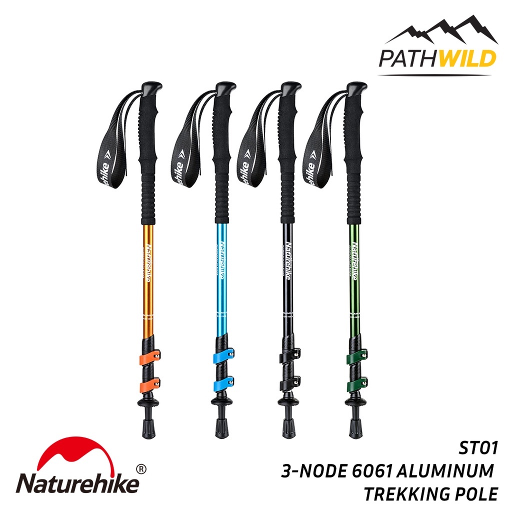 ไม้เท้าเดินป่าแบบสไลด์ความยาวได้ NATUREHIKE ST01 3-NODE 6061 ALUMINUM TREKKING POLE ผลิตจากอลูมิเนีย