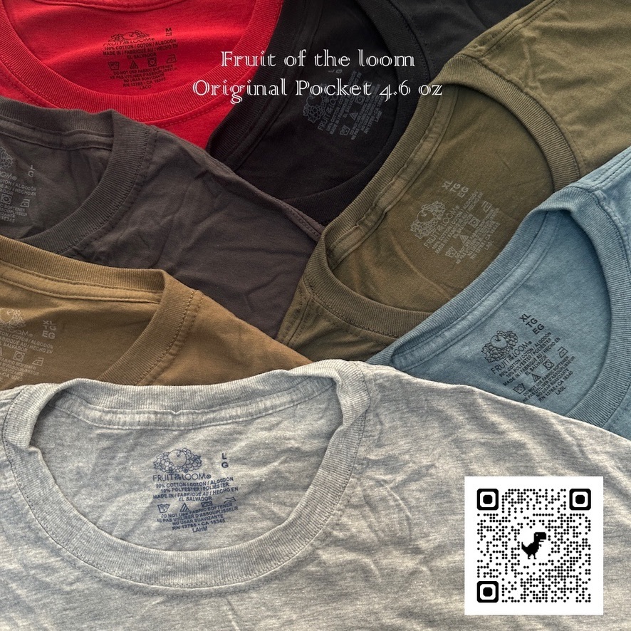 Fruit of the Loom Original Pocket เสื้อยืดคอกลมกระเป๋าหน้า 4.6 oz  Made in El Salvador