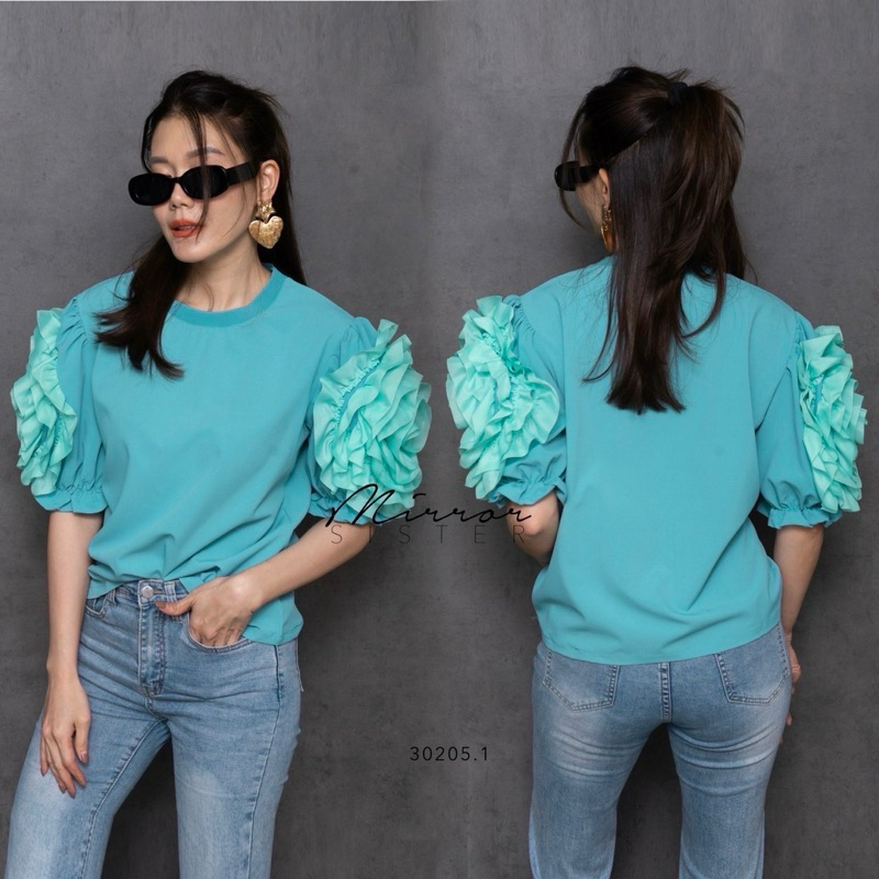 เสื้อแขนดอกไม้บาน30205.1 🔖mirrorsister