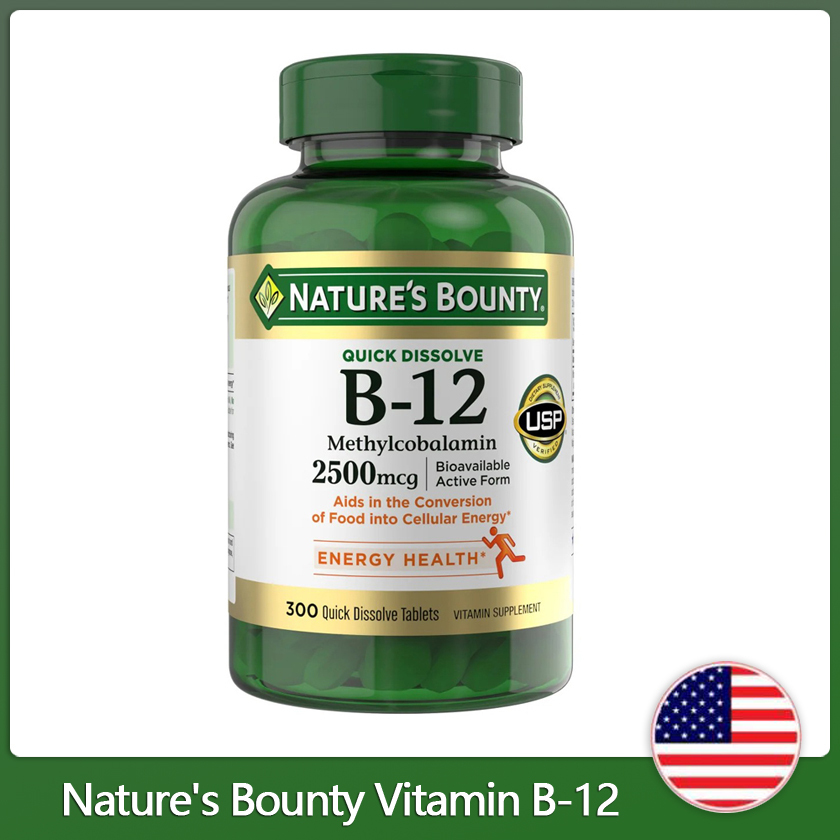 (Exp.03/2028)Nature's Bounty Vitamin B-12 2500 mcg, 300 Quick Dissolve เม็ดNature’s Bounty วิตามิน B-12
