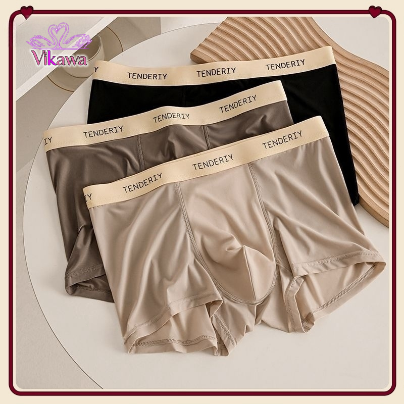 ⚡กางเกงในผู้ชายบาง คุณภาพสูง ผ้าไหมน้ําแข็Boxer ชุดชั้นในชายฤดูร้อ หลวมและสบาย วัสดุเรียบ