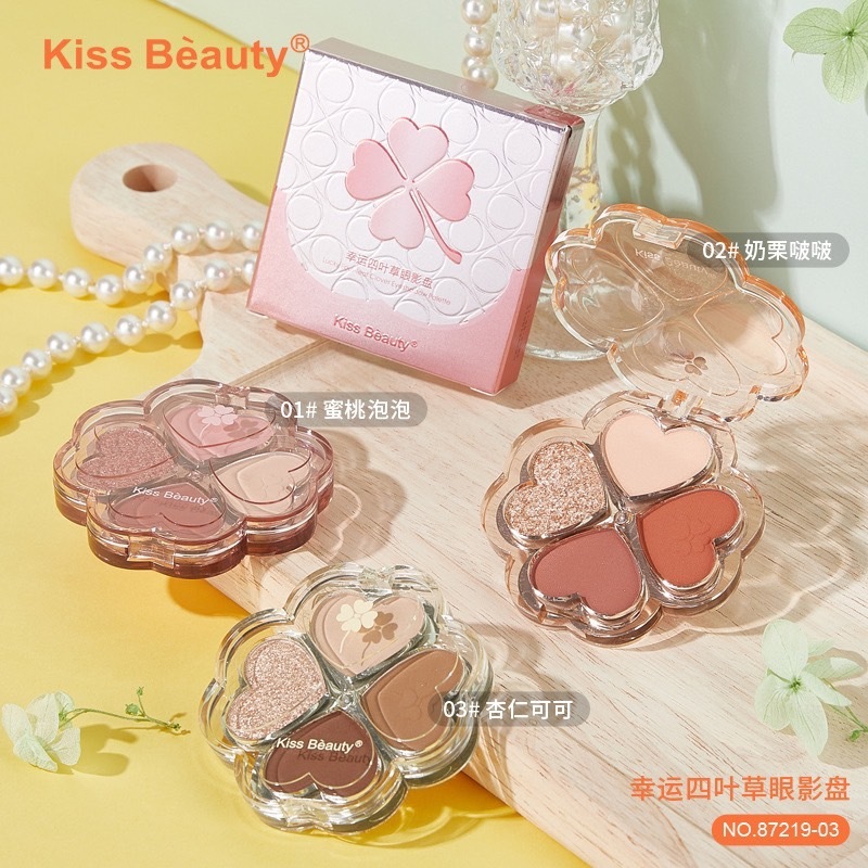 C.117.อายแชโดว์พาเลท kiss beauty สี่ใบโคลเวอร์ เนื้อแมตต์ ประกายมุก แวววาว สี่สี สําหรับนักเรียน