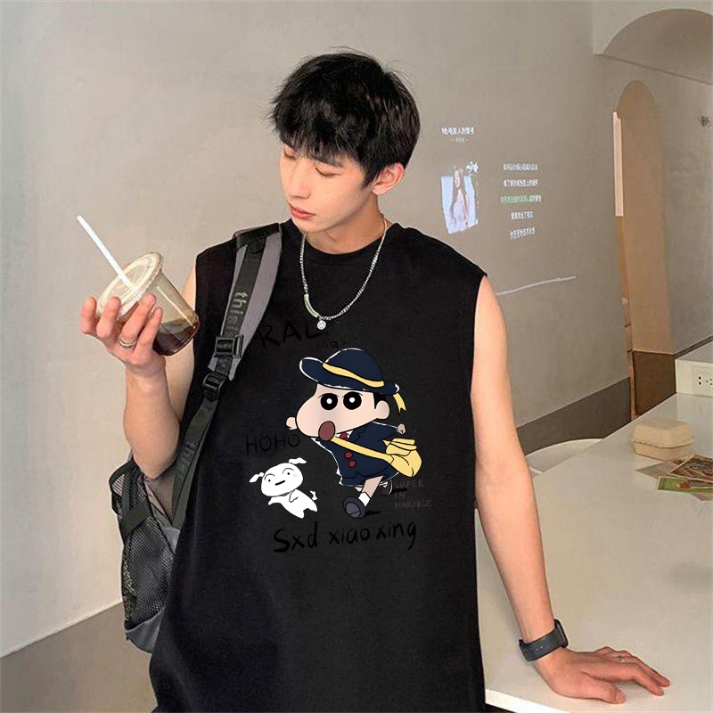 เสื้อกล้ามแขนกุด ลายชินจังกับหมาขาว ใส่ได้ทั้งหญิงและชาย ผ้าcotton ทรงหลวม ใส่สบายสไตล์เกาหลี B88151 - รูปที่ 3