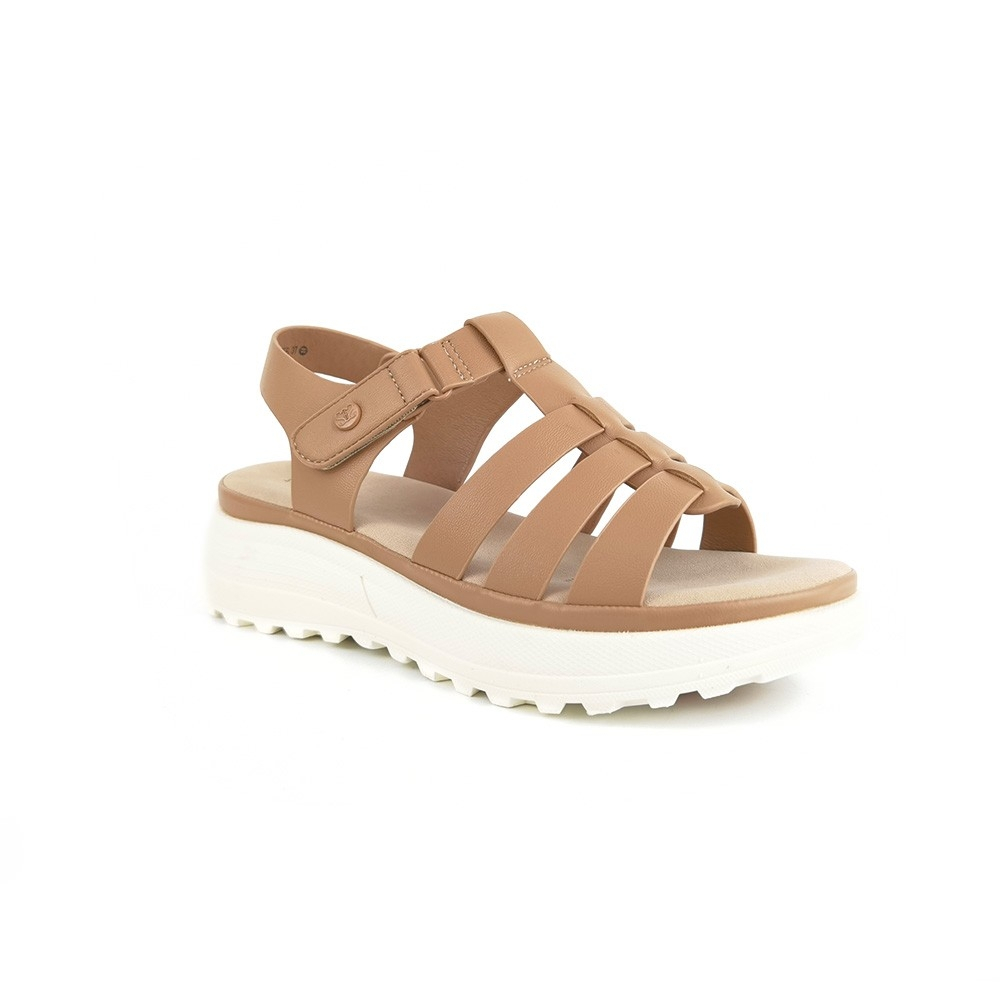 ST.JAMES รองเท้าหนัง PU/รองเท้าแตะรัดส้น ส้น 5.5 CM. รุ่น ZAGREB สี TAUPE l รองเท้าแตะ ผู้หญิง